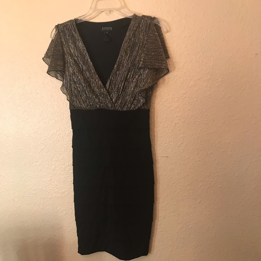 Enfocus black and gold cocktail dress
